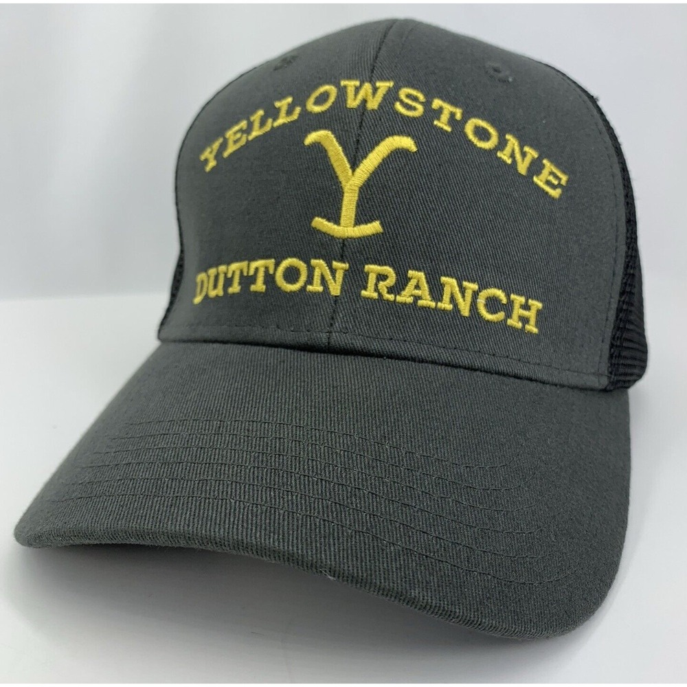 Yellowstone Dutton Ranch Gray Hat Black Mesh Adjustable Snap OSFM Baseball Cap